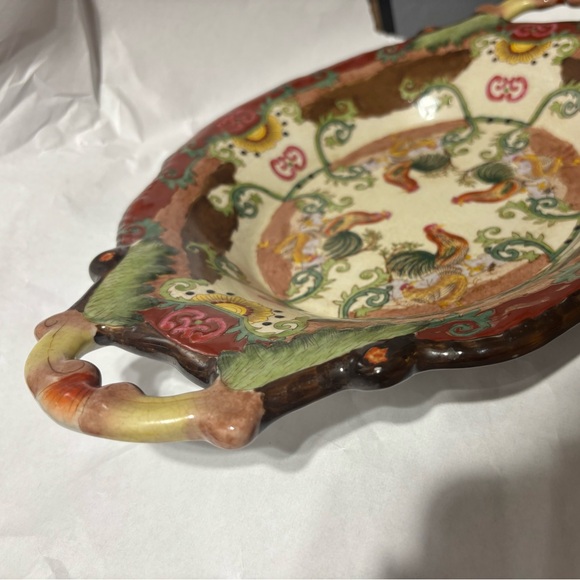 Vintage Chinese Antique Huarong Tang Zhi - Two Handled Serving Tray 15” - Picture 3 of 6